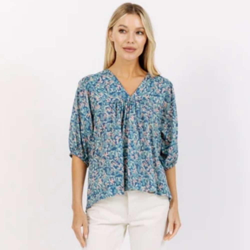 Floral Blue Blouse